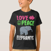 Love Peace Elephants Schattigee dierentuin Dieren T-shirt (Voorkant)