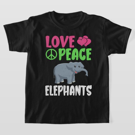 Love Peace Elephants Schattigee dierentuin Dieren T-shirt (Laagn)