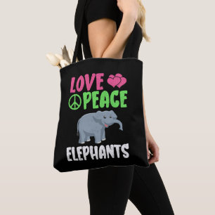 Love Peace Elephants Schattigee dierentuin Dieren Tote Bag