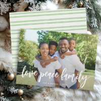 Love Peace Family Modern Brush Script Photo