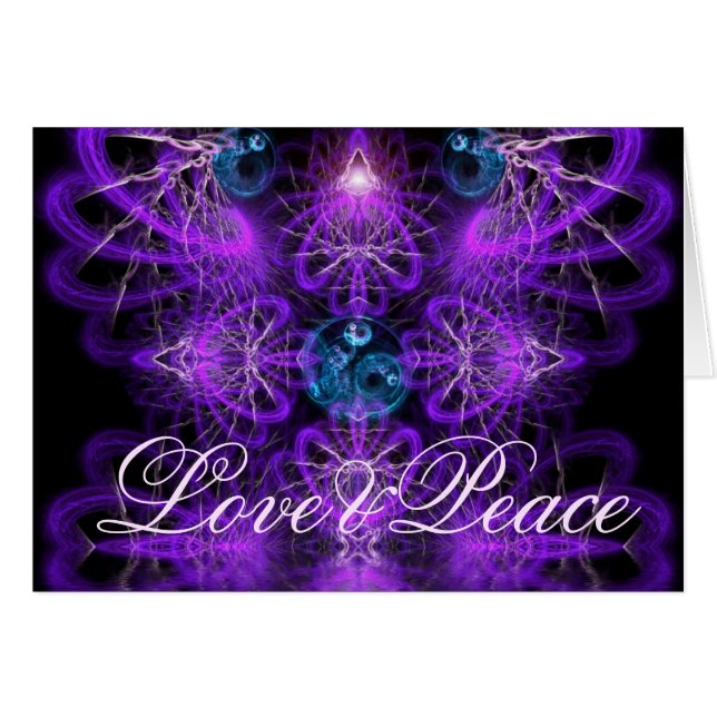 Love Peace fractal Art Kaart (Voorkant Horizontaal)