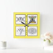 Love Peace Freedom Harmony Symbols Square Wall Clo Vierkante Klok (Huis)
