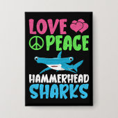 Love Peace Hammerhead Sharks Schattige Zee Animals Button (Voorkant)