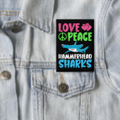 Love Peace Hammerhead Sharks Schattige Zee Animals Button (Insitu)