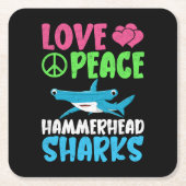 Love Peace Hammerhead Sharks Schattige Zee Animals Kartonnen Onderzetters (Voorkant)