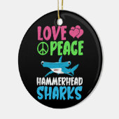 Love Peace Hammerhead Sharks Schattige Zee Animals Keramisch Ornament (Links)