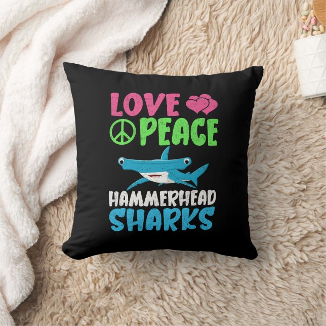 Love Peace Hammerhead Sharks Schattige Zee Animals Kussen (Deken)