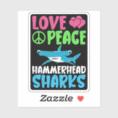Love Peace Hammerhead Sharks Schattige Zee Animals Sticker (Vel)