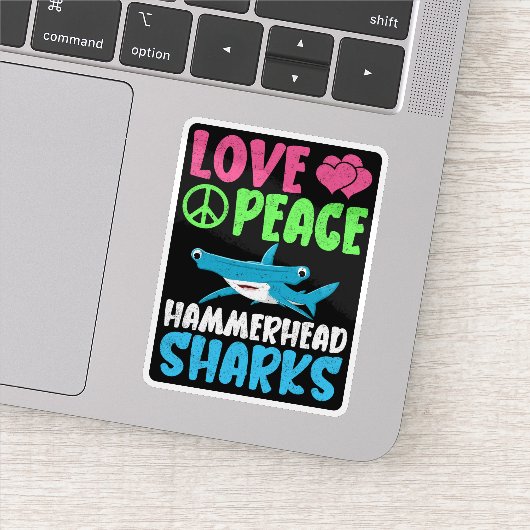 Love Peace Hammerhead Sharks Schattige Zee Animals Sticker (Detail)