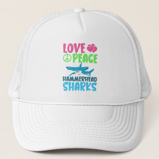 Love Peace Hammerhead Sharks Schattige Zee Animals Trucker Pet (Voorkant)