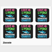 Love Peace Hammerhead Sharks Schattige Zee Animals Vierkante Sticker (Vel)