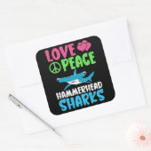 Love Peace Hammerhead Sharks Schattige Zee Animals Vierkante Sticker (Envelop)