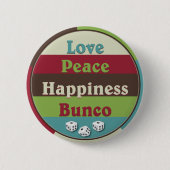 Love, Peace, Happiness Bunco Button (Voorkant)