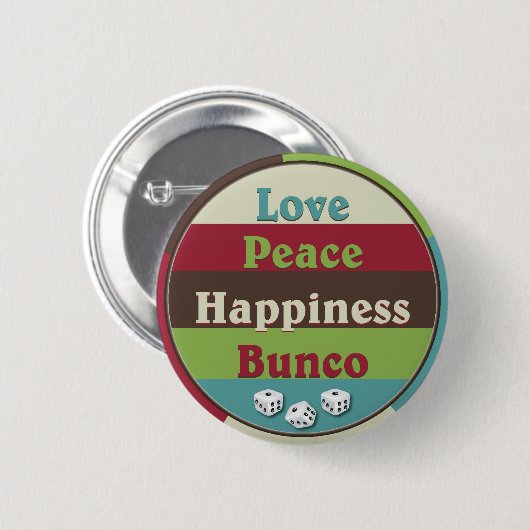 Love, Peace, Happiness Bunco Button (Voorkant /achterkant)