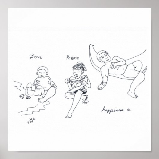 LOVE PEACE HAPPINESS print (Voorkant)