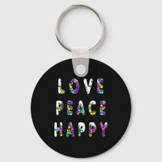 Love Peace Happy Flowers Sleutelhanger