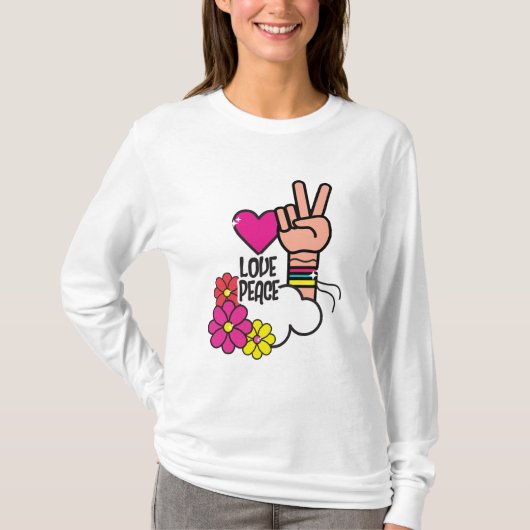 Love Peace Harmony – Minimalistische Boho Waterver T-shirt (Voorkant)