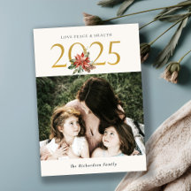 Love Peace Health Poinsettia Bunch Gold 2022 Foto