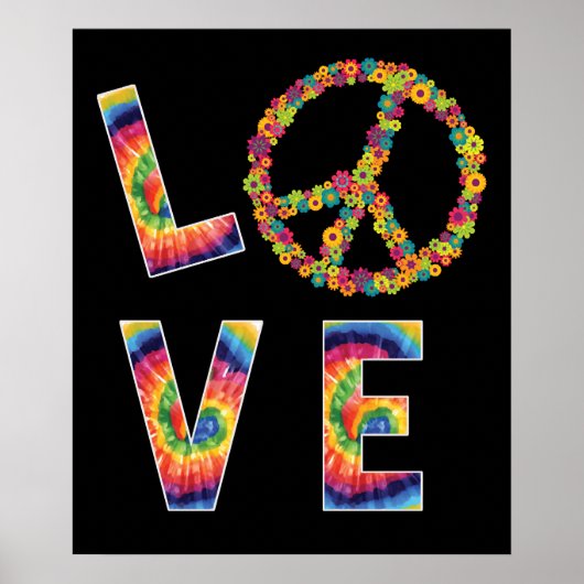 LOVE Peace HIPPIE Costume Stropdas Die 60s 70s Flo Poster (Voorkant)
