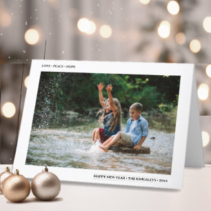 Love Peace Hope   Minimale Happy Nieuwjaarsfoto Feestdagen Kaart