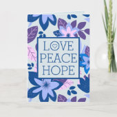 Love Peace Hope Modern Botanical Floral Kerstmis Feestdagen Kaart (Voorkant)