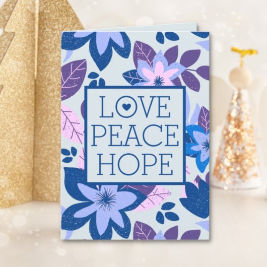 Love Peace Hope Modern Botanical Floral Kerstmis Feestdagen Kaart