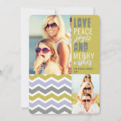 Love Peace Joy and Merry Wishes Chevron Mod Photo Feestdagenkaart (Voorkant)