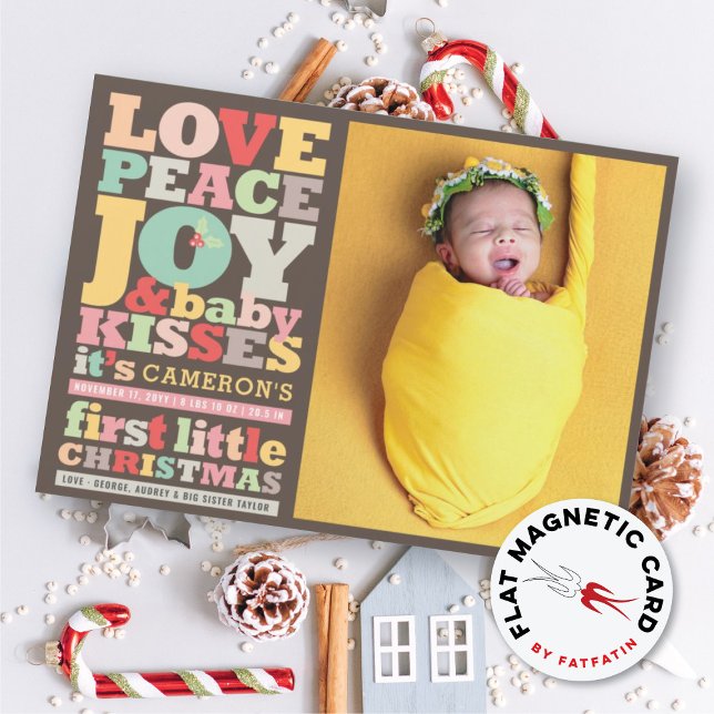 Love Peace Joy Baby Girl 1-kerstfotokaart (Creator heeft geüpload)