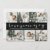 Love Peace Joy Black Band Modern 6 Photo Collage Feestdagenkaart (Voorkant)