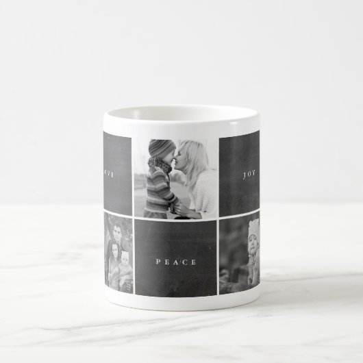 Love Peace Joy blokkeert Photo Collage Holiday Mok (Center)