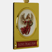 Love Peace Joy Christmas Angel Verguld Banner Ornament (Rechts)