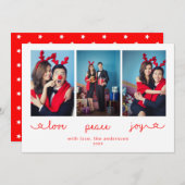 Love Peace Joy Cute Photo Collage Kerstmis Feestdagenkaart (Voorkant / Achterkant)