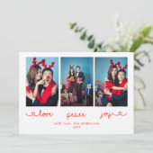 Love Peace Joy Cute Photo Collage Kerstmis Feestdagenkaart (Staand voorkant)