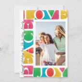 LOVE PEACE JOY één foto modern kerst lijst Feestdagenkaart (Voorkant)