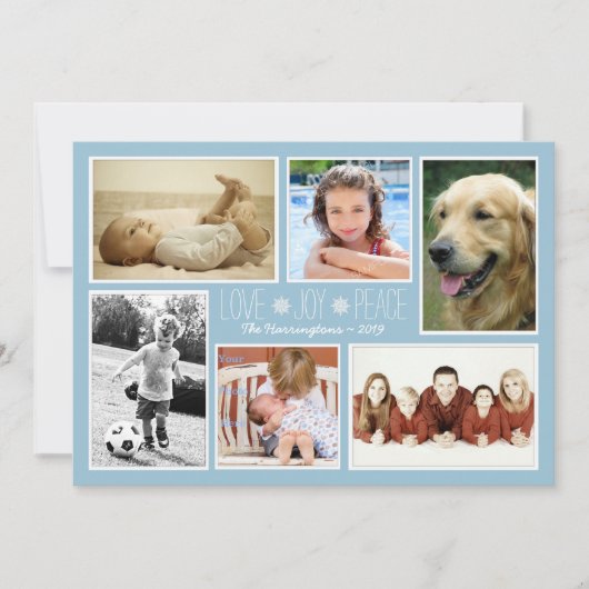 Love Peace Joy Family Foto Kerstkaart (Voorkant)