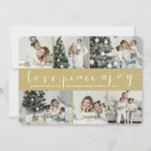 Love Peace Joy Gold Band Modern 6 Photo Collage Feestdagenkaart (Voorkant)