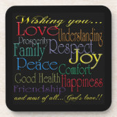 Love Peace Joy Happiness Cork Onderzetter (Voorkant)