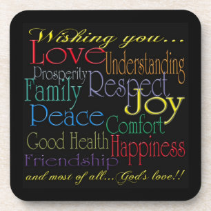 Love Peace Joy Happiness Cork Onderzetter