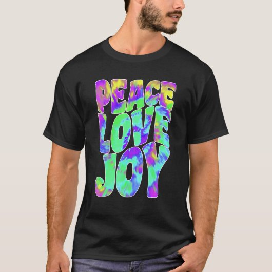 Love Peace Joy  Hippie Tie Dye Batik Style T-shirt (Voorkant)