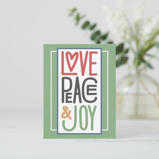 Love Peace & Joy Holiday Briefkaart (Staand voorkant)