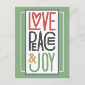 Love Peace & Joy Holiday Briefkaart (Voorkant)
