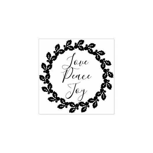 Love Peace Joy Inspirerend Quote Kerstmis Holly Rubberstempel (Afrduk)