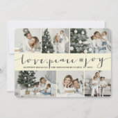 Love Peace Joy Ivory Band Modern 6 Photo Collage Feestdagenkaart (Voorkant)