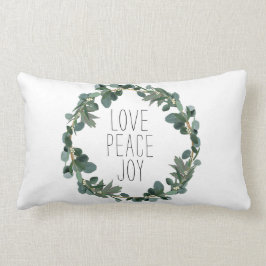 Love Peace Joy Kerstmis Eucalyptus Berry Wreath Kussen