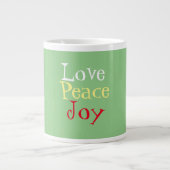 Love Peace Joy Kerstmis Grote Koffiekop (Voorkant)