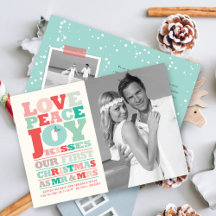 Love Peace Joy Kisses Color Typography Kerstmis