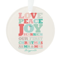 Love Peace Joy Kisses Color Typography Kerstmis