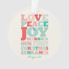 Love Peace Joy Kisses Color Typography Kerstmis Ornament