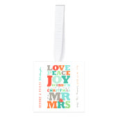 Love Peace Joy Kisses Mr & Mrs 1st-kerstfoto Decoratie (Voorkant)