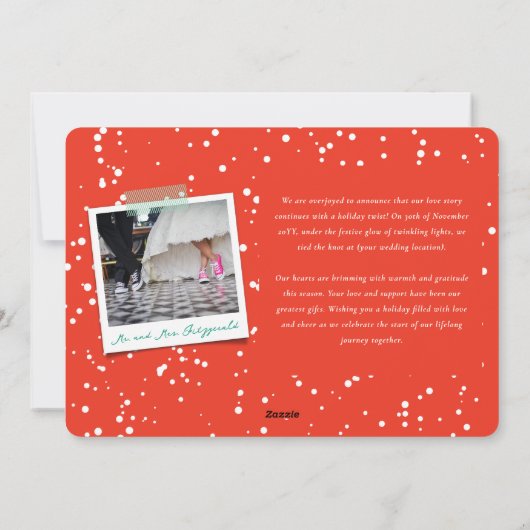 Love Peace Joy Kisses Mr & Mrs 1st-kerstfoto Feestdagenkaart (Achterkant)